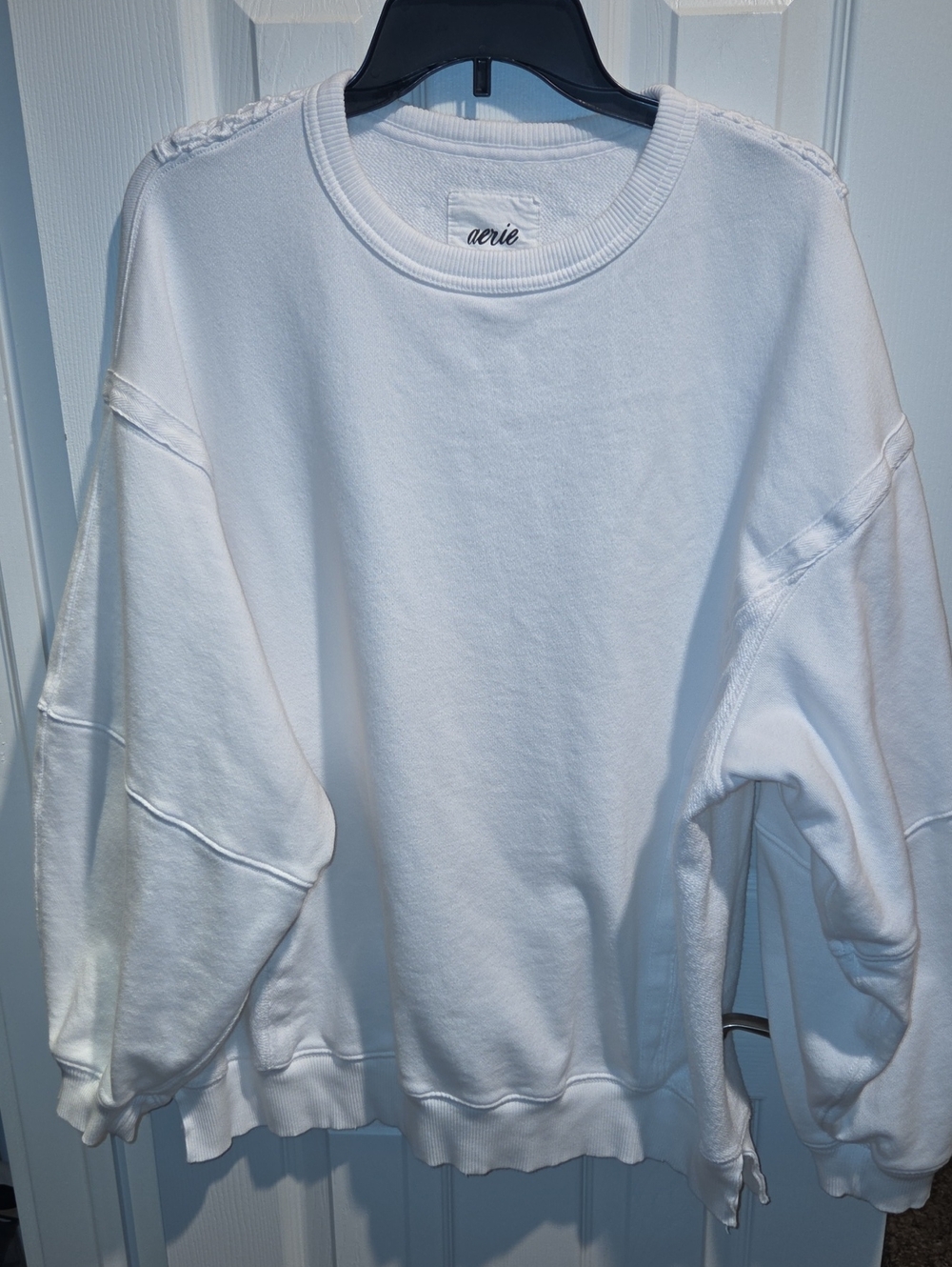 aerie Women's White Crewneck Pullover Sweatshirt